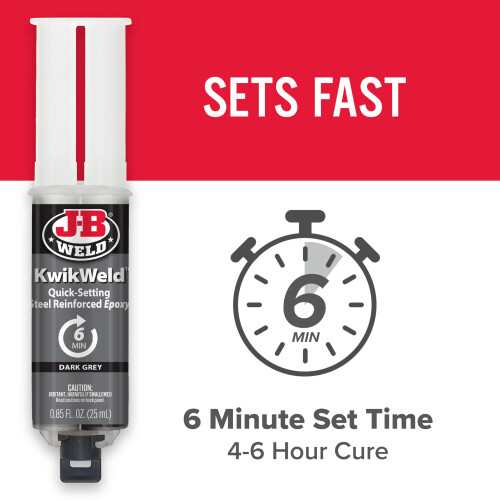 J-B Weld 6 Minute Set Epoxy KwikWeld High Strength Waterproof 2 Pack Dark Grey 50176-2 1