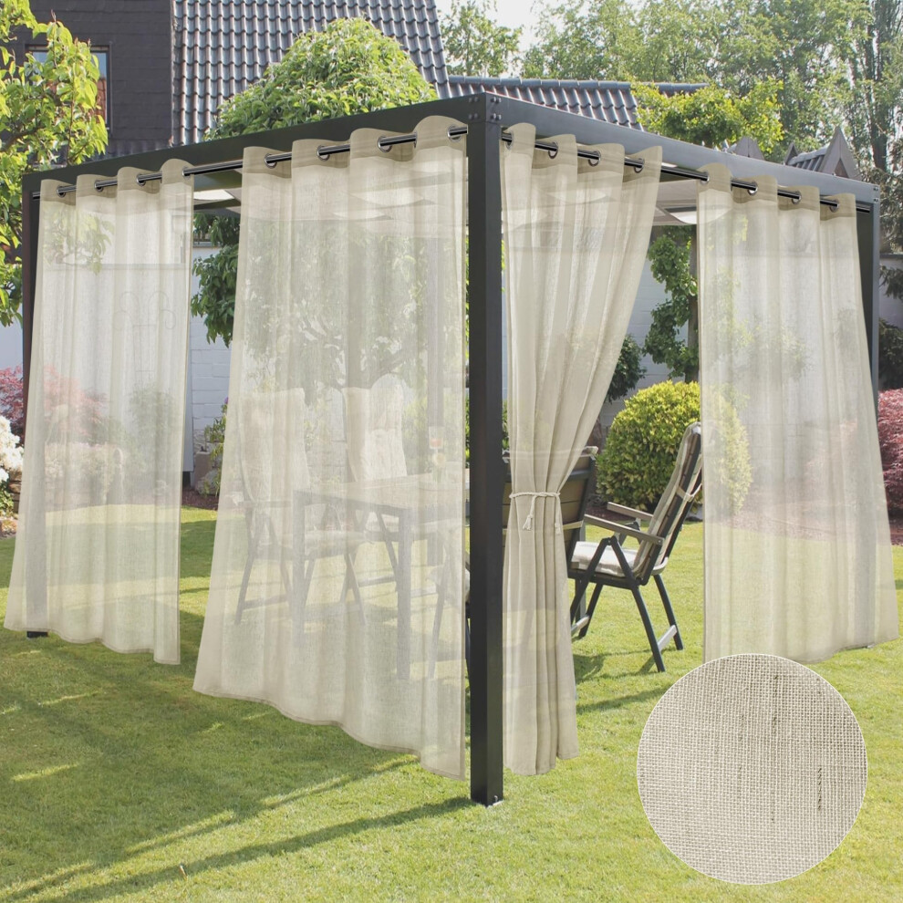 Rideaux d'ext   rieur transparents HolidayIdeas - 4 panneaux en lin naturel, rideaux semi-voil   s imperm   ables et intimistes pour porche, pavillon,