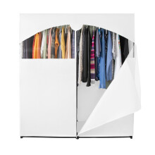 HOLDN STORAGE Draagbare Kledingkast, Groot - Premium Stevige Metalen Hangstaaf met Witte Cover - 22,7 Kg Capaciteit - Eenvoudige Montage, Geen