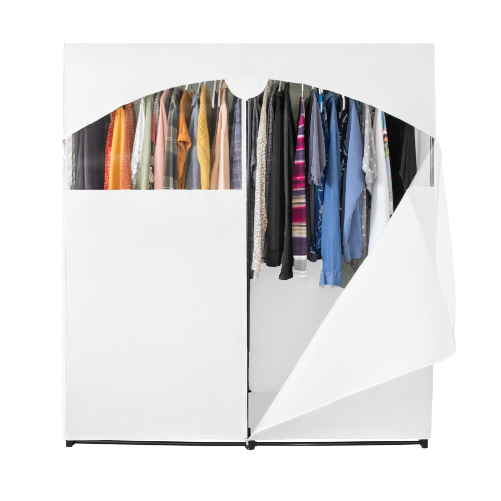 HOLDN STORAGE Portable Wardrobe Closet Large - Premium Heavy Duty Metal Hanging Rod with White Cover- 50 Lb. Weight Capacity- Super Easy Assembl-image-OPC-PFNB5B7-NEW