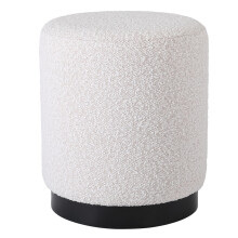 BIRDROCK HOME Ronde Boucle Ottoman Voetbank | Zacht Compact Vaniteitskruk | Perfect voor Woonkamer en Slaapkamer