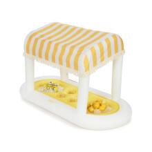 Kæmpe flydende gul Cabana Stripe Drink Station aftagelig stofskygge med frynser perfekt til fester bord-top dekorationer og forfriskninger i pool