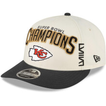 Gorra ajustable 9FIFTY de perfil bajo para el vestuario de los campeones del Super Bowl LVIII de los Kansas City Chiefs, color crema/negro, de Ne