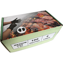 Lavalock engangs nitrile BBQ -handsker med bomuldsforinger til udendørs madlavning Grilling rygere og grillkonkurrence (Medium 100 tæller sort)
