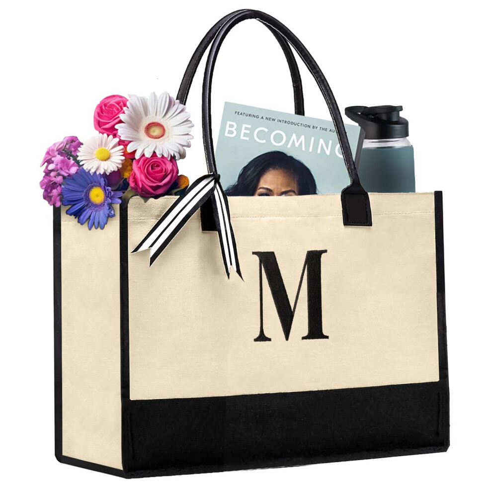 Sac fourre-tout personnalis    en toile 100 % coton Salt Earth pour femme, grand sac utilitaire monogramm    pour la plage, les voyages, les courses,