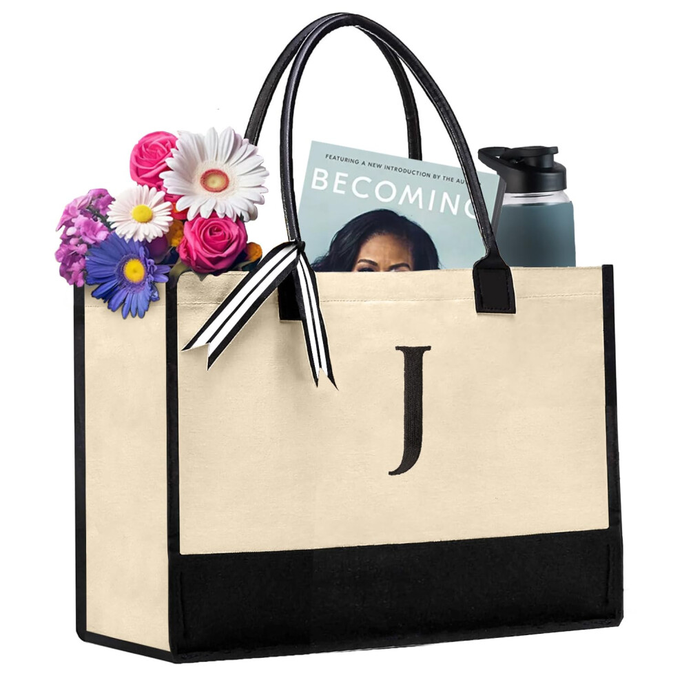 Sac fourre-tout personnalis    en toile 100 % coton Salt Earth pour femme, grand sac utilitaire monogramm    pour la plage, les voyages, les courses,