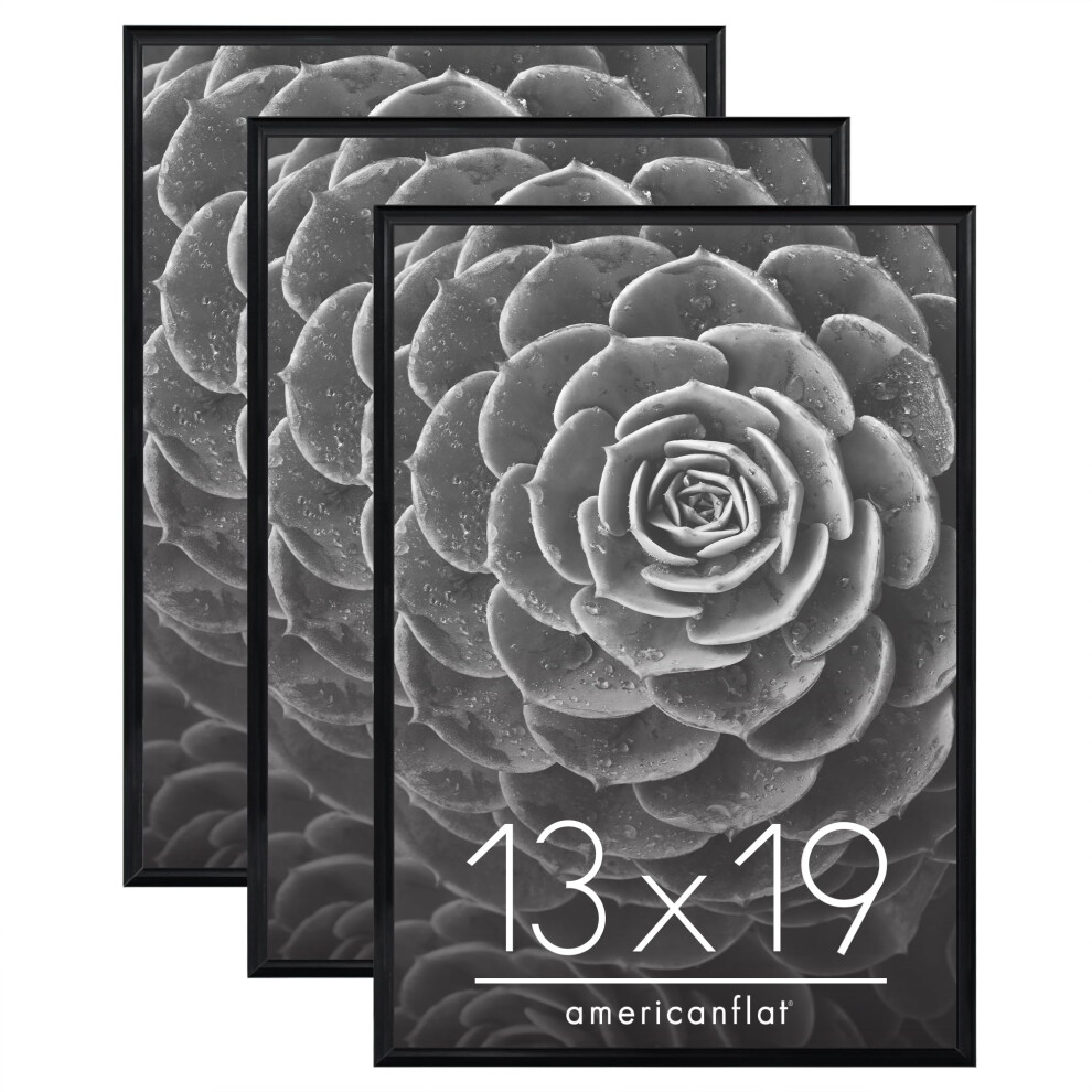 Cadre photo Americanflat 13x19 avec fa   ade polie - Lot de 3 - Cadre photo coulissant avec moulures modulables - Collection Fusion - Cadre photo m