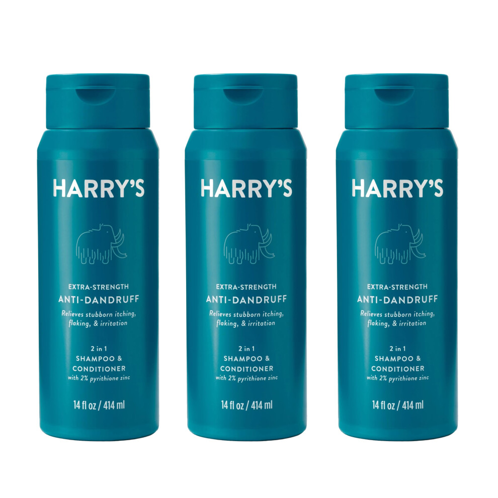 Harry's Mens Extra Strength Anti Dandruff 2-in-1 Shampoo and Conditioner with 2% Pyrithione Zinc - 14 fl oz  3ct