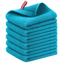 Nialnant 6 Pack Kitchen Towels Large 100% Cotton Hand Towels Absorbent Dish Towels for Drying Dishes-Blue