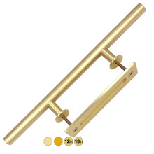 Rio Salto 18-Inch Brushed Brass Vintage Gold Barn Door Handle Kit Closet Door Handle Solid Aluminum Pull Handle Flush Handle Set Large Sliding Door Ha