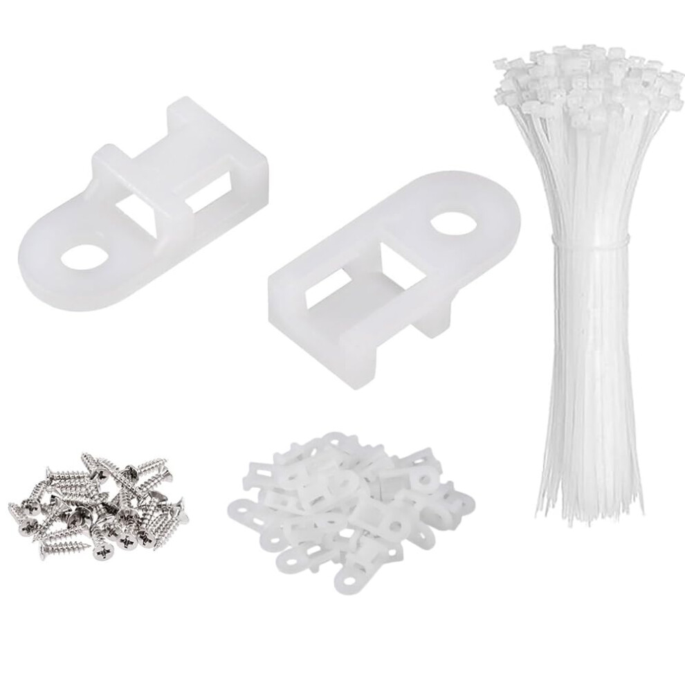 Kit De 60 Soportes Para Bridas De Cable Con Bridas De 6"", Base Blanca Y Tornillo De Rosca - Abrazaderas Organizadoras Para Sujetar Cables De Alam-image