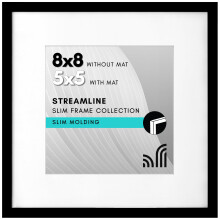 Americanflat 8x8 Picture Frame with Shatter-Resistant Glass - Use as 5x5 Frame with Mat or 8x8 Without Mat - Streamline Collection - Thin Square Pictu