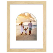 Americanflat 6x8 Picture Frame with Arch-Shaped Mat in Natural Oak - Use as 9x12 Picture Frame Without Mat or 6x8 Frame with Mat - Engineered Woo