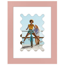 Americanflat 4x6 Picture Frame with Wavy Mat in Pink - Use as 6x8 Picture Frame Without Mat or 4x6 Frame with Mat - Engineered Wood Photo Frame with S