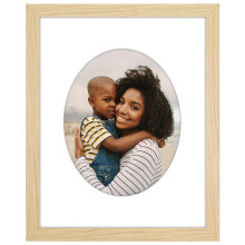 Americanflat 8x10 Picture Frame with Oval-Shaped Mat in Natural Oak - Use as 11x14 Picture Frame Without Mat or 8x10 Frame with Mat - Engineered Wood