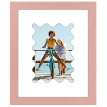 Americanflat 5x7 Picture Frame with Wavy Mat in Pink - Use as 8x10 Picture Frame Without Mat or 5x7 Frame with Mat - Engineered Wood Photo Frame with