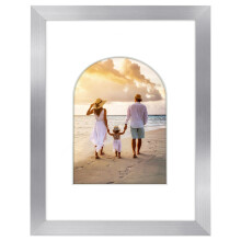 Americanflat 6x8 Picture Frame with Arch-Shaped Mat in Silver - Use as 9x12 Picture Frame Without Mat or 6x8 Frame with Mat - Engineered Wood Pho