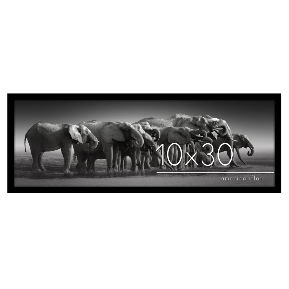 Americanflat 10X30 Bilderrahmen In Schwarz – Fotorahmen Aus Holzwerkstoff Mit Plexiglas Und AufhäNgevorrichtung – Panorama-Bilderrahmen Zur Wandp-image