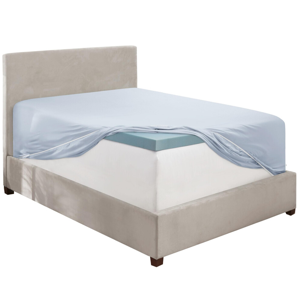 Drap-housse extra profond Hearth & Harbor pour lit double, bleu glacier, drap-housse pour lit double uniquement, drap-housse en microfibre 1800,