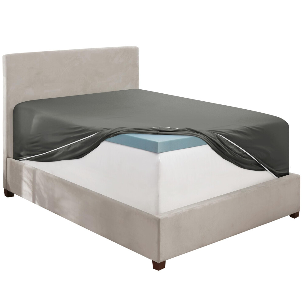 Drap-housse gris Hearth & Harbor pour lit double XL uniquement Drap-housse     poche extra profonde en microfibre 1800 XL pour lit double Drap-hous