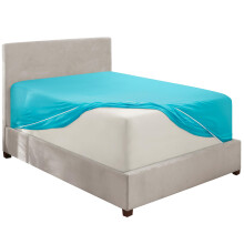 Hearth & Harbour Cearceaf pentru pat complet cu buzunar extra adnc Cearsaf pentru pat plin Beach Blue Cearsaf pentru pat plin de dimensiuni mari