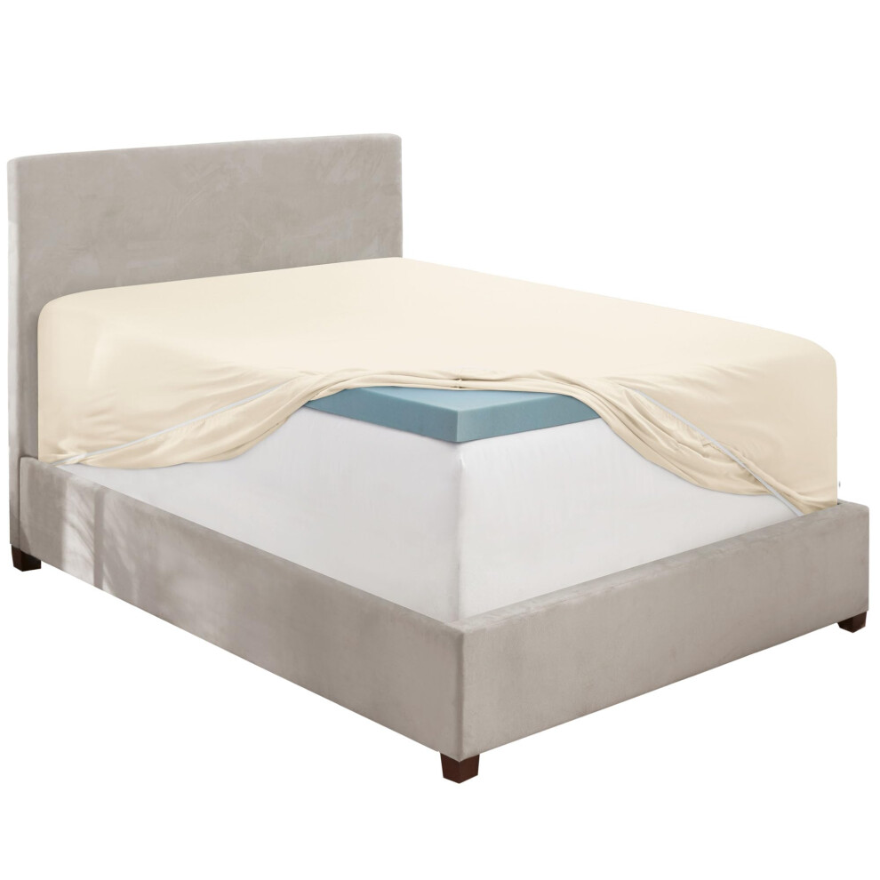 Drap-housse extra profond Hearth & Harbor pour lit double, blanc cass   , en microfibre 1800, ultra doux, pour matelas jusqu'    61 cm