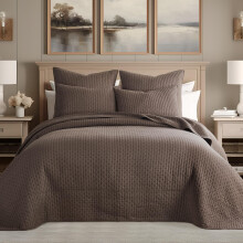 Levtex Home - Conjunto de Colcha de Ponto Cruz Cocoa - Colcha Queen e 2 Almofadas - Padrão Ponto Cruz