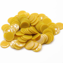 HAKITAROOM Set med 100 Oklara Plast Lärande Marker Mini Poker Chips Spel Tokens med Låda (Gul, 1,58 Tum)