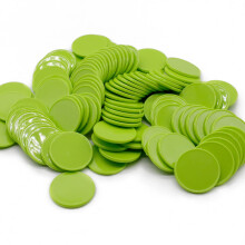 HAKITAROOM 100 OPAKTA Plastiska Lärande Spelmarker Mini Poker Chips med Förvaringslåda (Grön, 1.26 Tum)