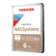 Toshiba N300 PRO 6TB Large-Sized Business NAS (up to 24 bays) 3.5-Inch Internal Hard Drive - Up to 300 TB/year Workload Rate CMR SATA 6 GB/s 7200 RPM