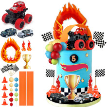30pcs ciezarwka dekoracje ciasta ciezarwki TOCKERY Red Blue zlte zielone kulki wyscigowe ciasto samochodowe do ciezarwek