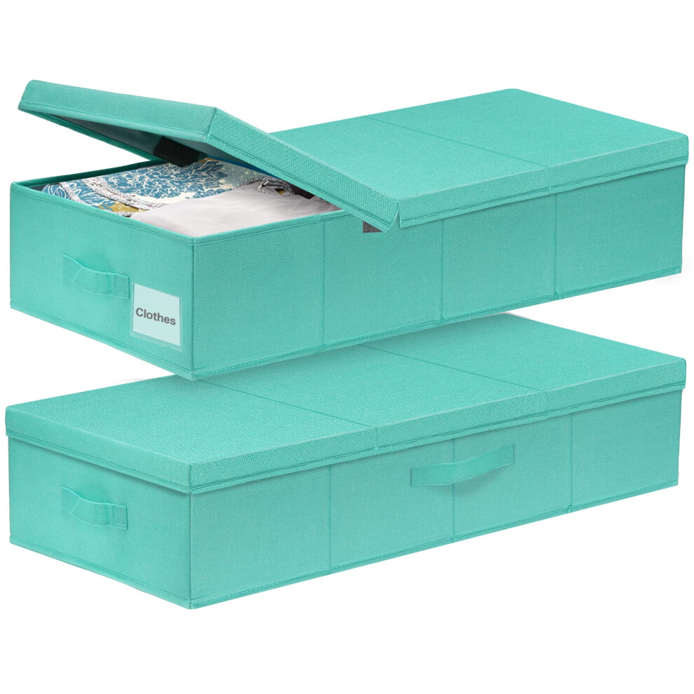 punemi Under Bed Storage With Lids 2 Pack Large Underbed Storage Containers Clothes W/ 3 Handles Foldable Low Profile Stackable Drawer Organize