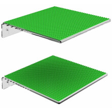 GALVANOX Display Shelves for Building Bricks (2 Pack Set) Compatible with All Toy Block Brands - Floating Wall Mounted Shelf with 10 Inch Removab