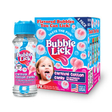 Bubblelick Carnival Cotton Candy (2,5 FL OZ 4 -Pack) Spiselige bobler til b?rn og hunde - Naturlig smag Fantastisk til leget?j og genopfyldelig b