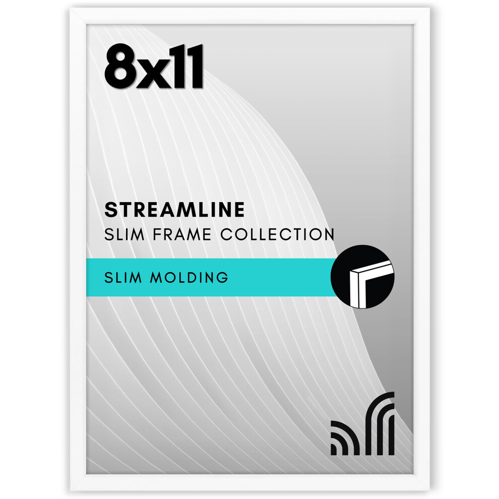 Cornice Americanflat 8X11 Con Vetro Infrangibile - Collezione Streamline - Cornice Per Foto Con Bordo Sottile Per Esposizione A Parete E Da Tavol-image
