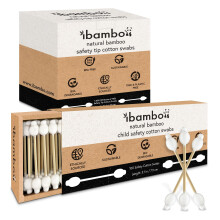 Ibambo 1000 Pack 100% Algodão de Bambu para Bebês - Cotonetes Duplos Certificados FSC para Limpeza de Ouvidos e Nariz