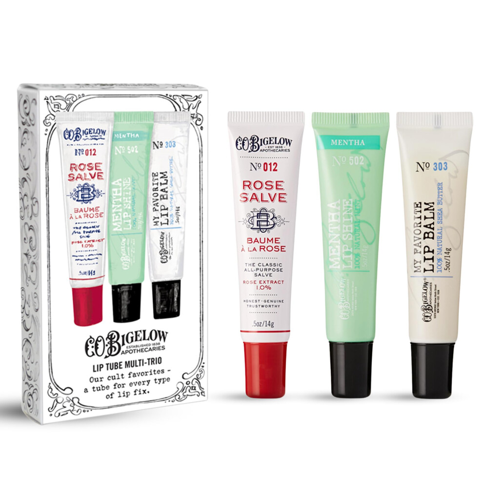 C.o. Bigelow Lip Balm Tube Trio Variety Pack Includes Rose Salve My Favorite Lip Balm Mentha Lip Shine Moisturizing Lip Balms 3 Pack 0.5 Oz Each