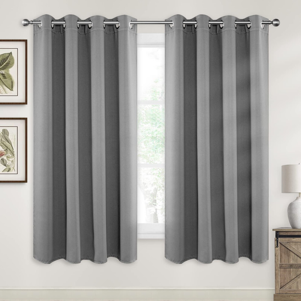 CUCRAF Rideaux occultants gris clair 160 cm de long, 2 panneaux, rideaux occultants pour salon et chambre     coucher, isolation thermique, occulta