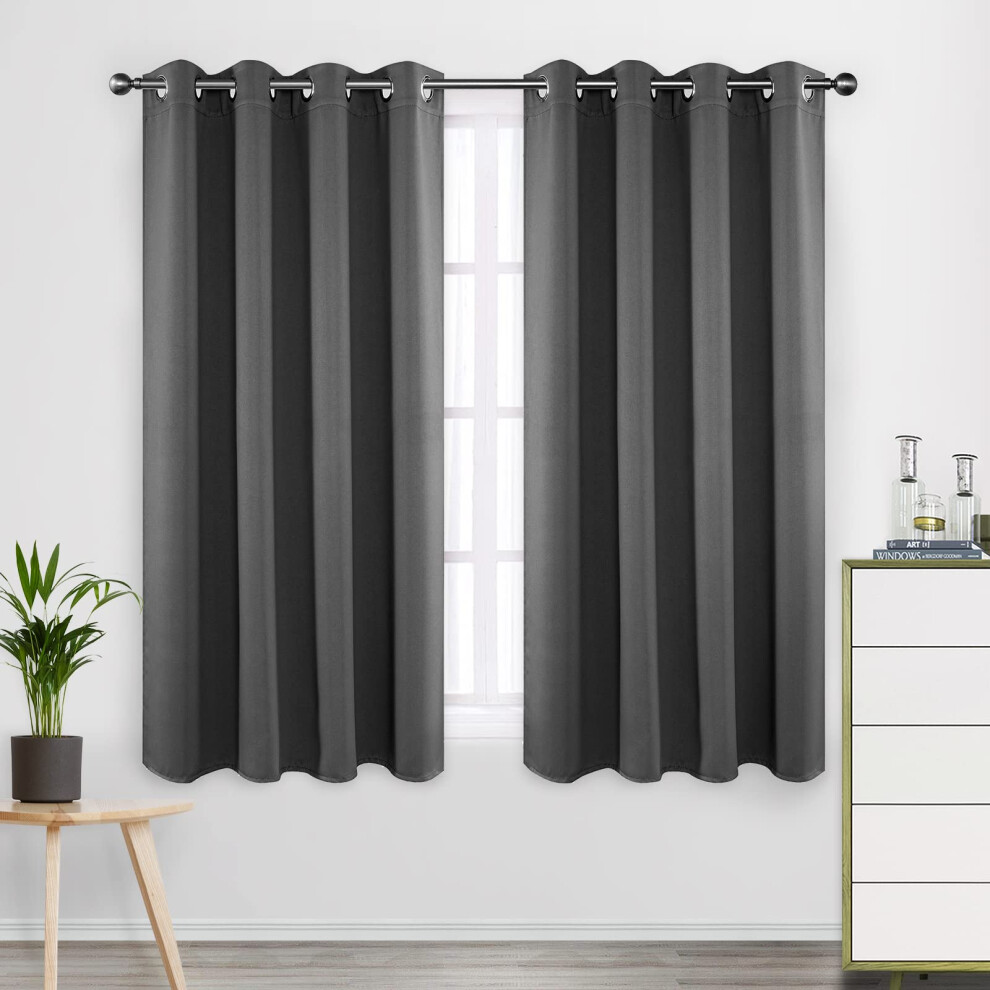 CUCRAF Rideaux occultants gris fonc    183 cm de long, 2 panneaux, rideaux occultants pour salon et chambre     coucher, isolation thermique, occulta