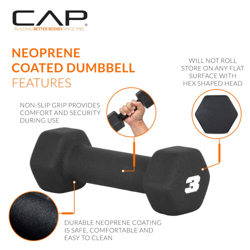 CAP v?gtstang neopren h?ndv?gte 3 lb par sort 2