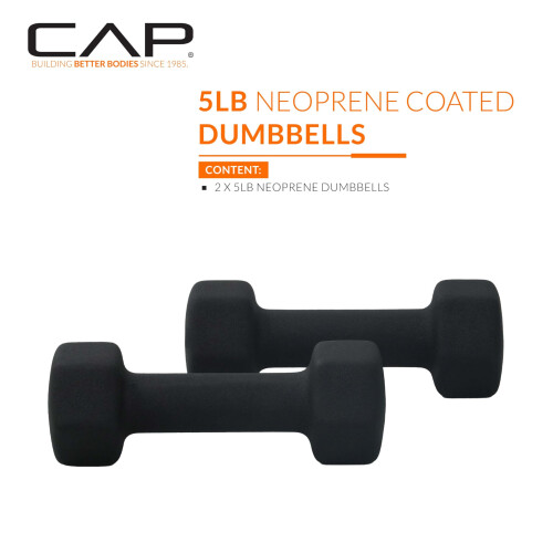 CAP Barbell Neoprene Dumbbell Weights  5 lb Pair  Black 1