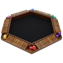 Pacific Shore Games Shut The Box Game 6 Player - Walnut Stained Wood Wooden Board Game Table Games for Adults Bar Games Portable Dice Game fo