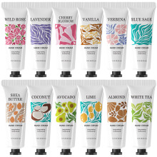 BODY & EARTH # LOVE 12 Pack Creme Hidratante Mãos Naturais com Fragrância Mini Tamanho Viagem