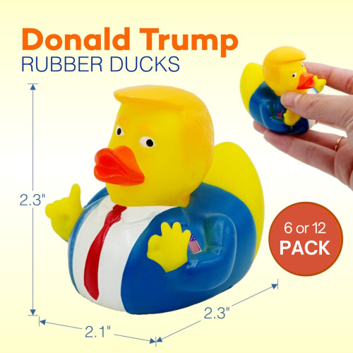 4E's Novelty 12 Patinhos de Borracha Donald Trump, 12 Pacote, Pequenos 2.3 Polegadas, Brinquedos de Banho 1