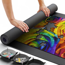 Puzzle Mat kiraks szonyeg s 3 kiraks tlca Rejtvnyszonyeg feltekerheto 51 x 31-es hordozhat, nagy puzzle-szonyeg, akr 2000 db.