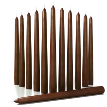 CANDWAX 12 inch Taper Candles Set of 12 - Dripless and Smokeless Candle Unscented - Slow Burning Candle Sticks - Brown Candle Taper
