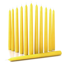CANDWAX 12 inch Taper Candles Set of 12 - Dripless and Smokeless Candle Unscented - Slow Burning Candle Sticks - Yellow Candle Taper