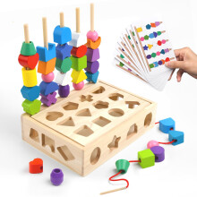 Brinquedos de Empilhar e Classificar em Madeira 3 em 1, Brinquedos Montessori Geométricos para Aprender