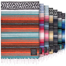 Authentic Large Handwoven Mexican Blanket - Soft Yoga Blanket - Durable Serape Blanket - Lightweight Falsa Blanket  Beach Blanket  Camping Blanket  Pi