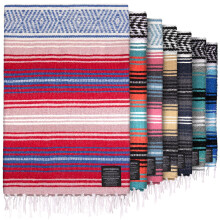 Authentic Large Handwoven Mexican Blanket - Soft Yoga Blanket - Durable Serape Blanket - Lightweight Falsa Blanket  Beach Blanket  Camping Blanket  Pi